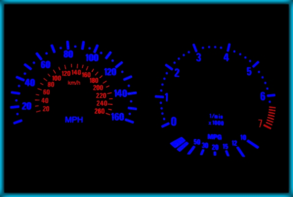 BMW E36 91-99 UK 160MPH WHITE/BLUE EL Plasma Glow Gauges Speedo Cluster Dials